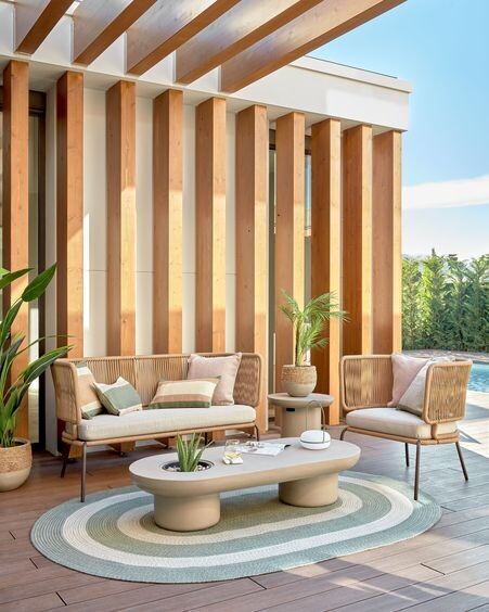 Sofá Nadin 2 plazas de cuerda beige y acero galvanizado 135 cm