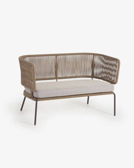 Sofá Nadin 2 plazas de cuerda beige y acero galvanizado 135 cm