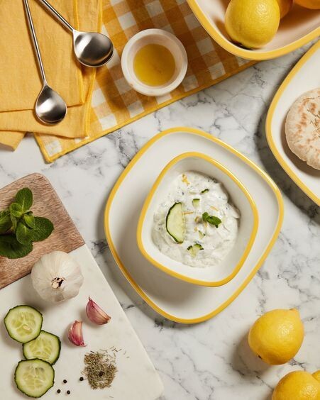 Bol grande Odalin porcelana blanco y amarillo