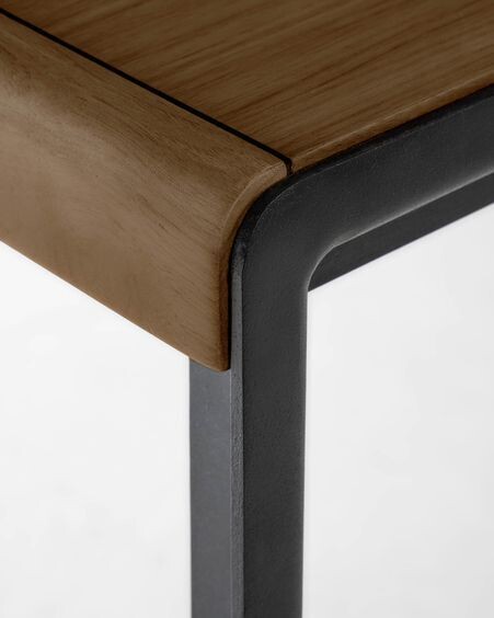 Mesa extensible Nadyria chapa de nogal patas de acero acabado negro 120 (160) x 80 cm
