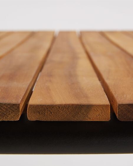 Mesa Soumaya 180 x 90 cm de madera maciza de acacia patas de acaero acabado negro FSC 100%