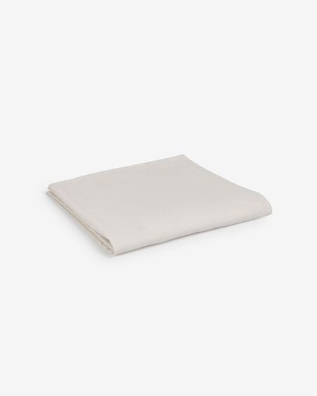 Mantel Erlea de algodón y lino con cuadros blanco 150 x 250 cm