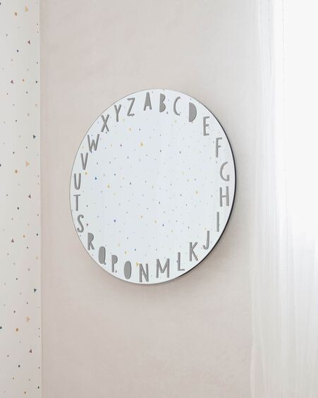 Espejo de pared redondo Keila abecedario gris Ø 50 cm