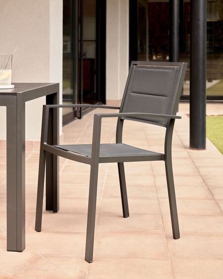 Mesa de exterior Sirley de aluminio negro 70 x 70 cm