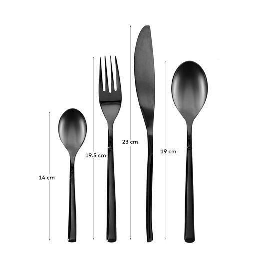 Set Fer de 16 cubiertos negro mango cuadrado