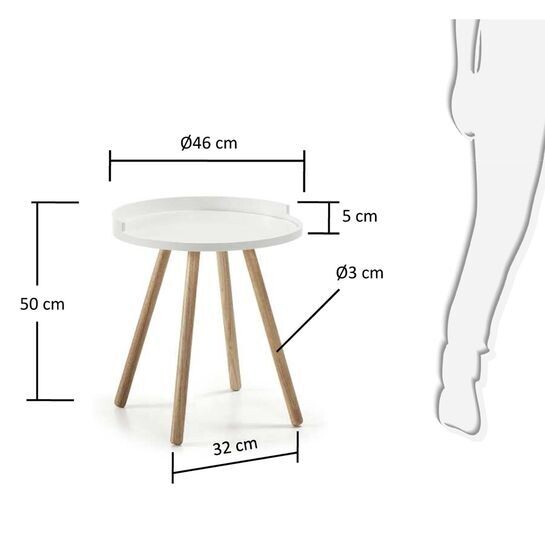 Mesa auxiliar Kurb blanco Ø 46 cm FSC MIX Credit