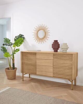Aparador Lenon de madera maciza y chapa de roble 155 x 86 cm FSC MIX Credit