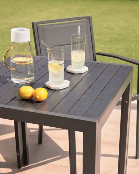 Mesa de exterior Sirley de aluminio negro 70 x 70 cm