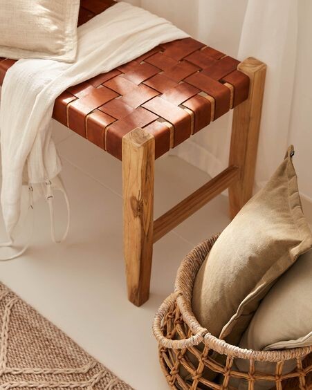 Banco Calixta de madera maciza de teca 120 cm