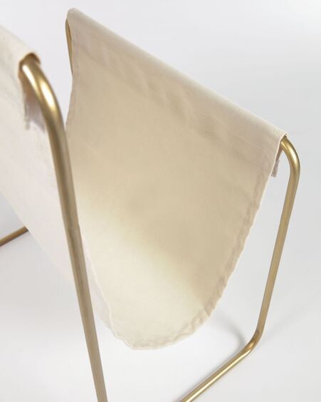 Revistero Siana beige y metal dorado