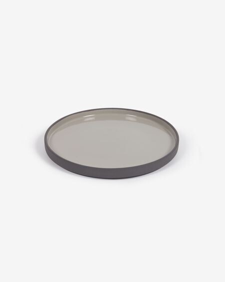Plato de postre Thianela de porcelana gris