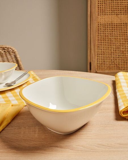 Bol grande Odalin porcelana blanco y amarillo