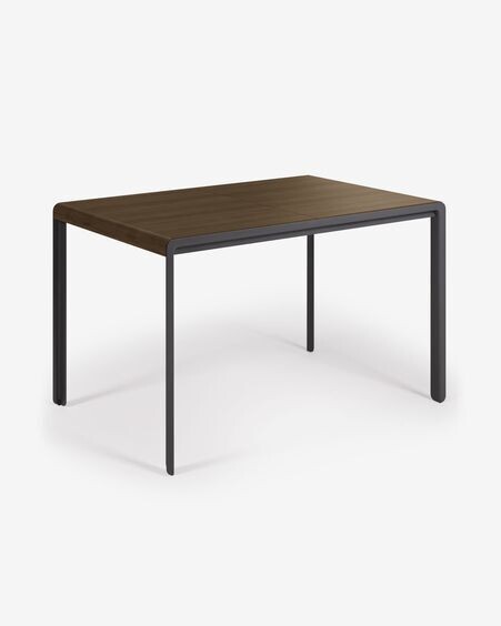 Mesa extensible Nadyria chapa de nogal patas de acero acabado negro 120 (160) x 80 cm