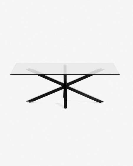 Mesa de centro Argo 130 x 70 cm cristal patas de acero acabado negro
