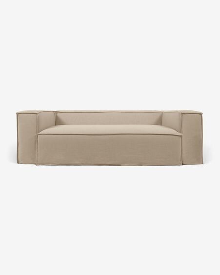 Sofá desenfundable Blok de 2 plazas con lino beige 210 cm
