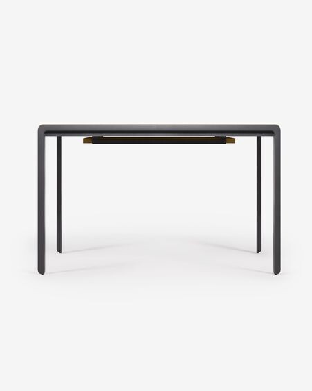 Mesa extensible Nadyria chapa de nogal patas de acero acabado negro 120 (160) x 80 cm