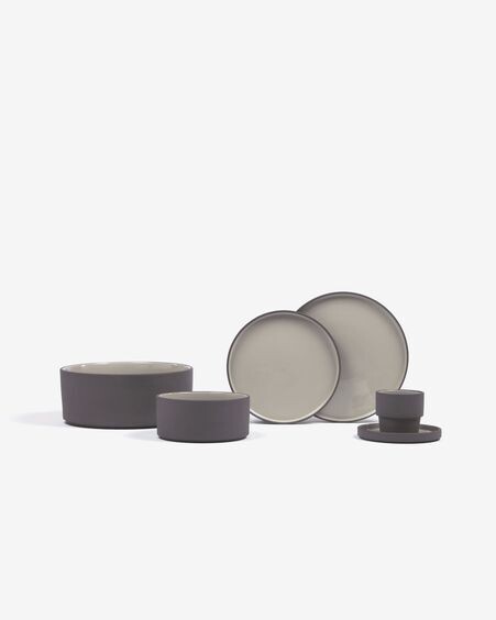 Plato de postre Thianela de porcelana gris