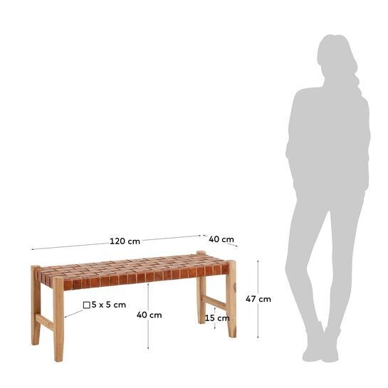 Banco Calixta de madera maciza de teca 120 cm