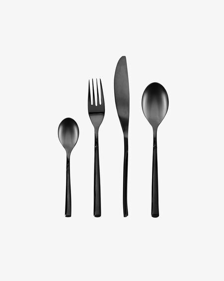 Set Fer de 16 cubiertos negro mango cuadrado