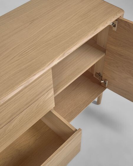 Aparador Lenon de madera maciza y chapa de roble 155 x 86 cm FSC MIX Credit