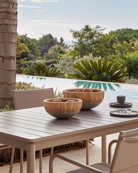 Set Tirsa de 2 centros de mesa jacinto de agua y cemento acabado natural Ø 31cm/Ø 37cm