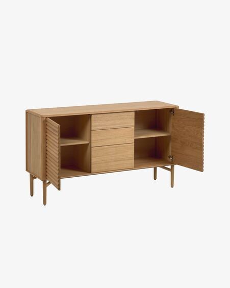 Aparador Lenon de madera maciza y chapa de roble 155 x 86 cm FSC MIX Credit