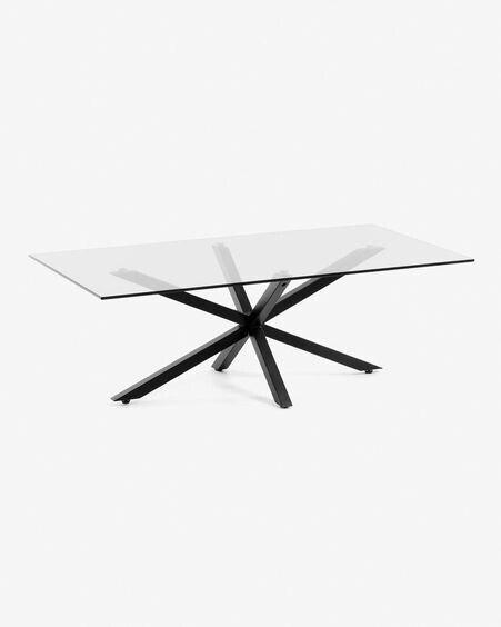 Mesa de centro Argo 130 x 70 cm cristal patas de acero acabado negro