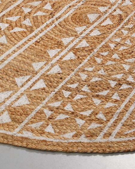 Alfombra redonda Cecily 100% yute natural y blanco Ø 100 cm