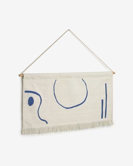 Tapiz mural Atal figuras azul 70 x 36 cm
