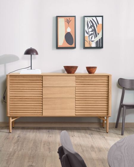 Aparador Lenon de madera maciza y chapa de roble 155 x 86 cm FSC MIX Credit