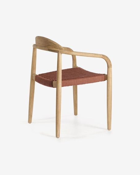 Silla Nina de madera maciza de acacia y cuerda terracota