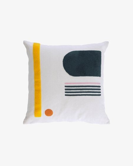 Funda cojín Natala 100% algodón semicírculo y rectángulo azul  45 x 45 cm