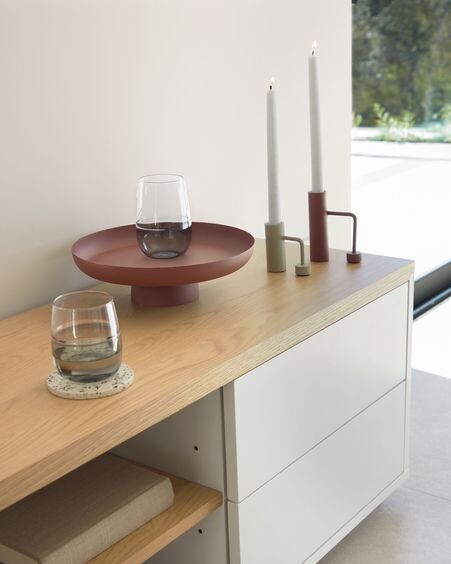 Vaso grande Inelia de vidrio transparente y gris