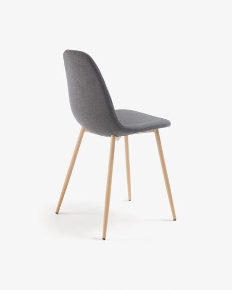 Silla Yaren gris oscuro y patas de acero efecto madera