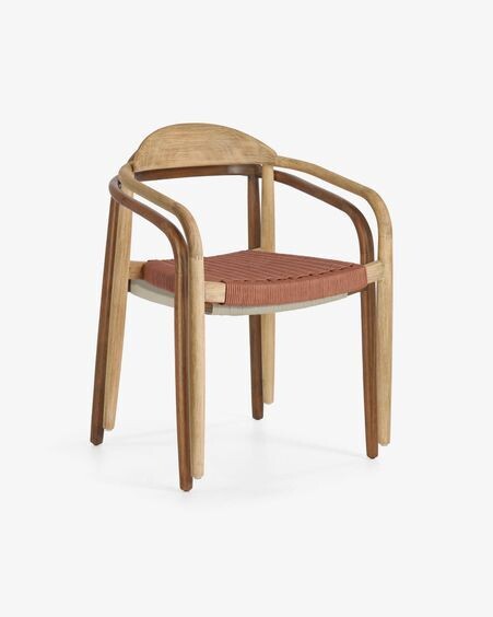 Silla Nina de madera maciza de acacia y cuerda terracota