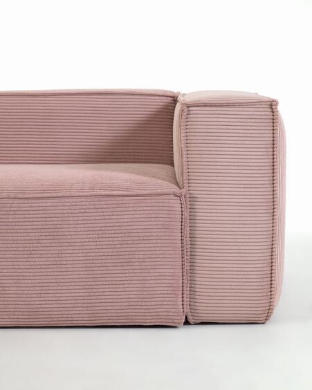 Sofá rinconero Blok 4 plazas pana rosa 290 x 290 cm