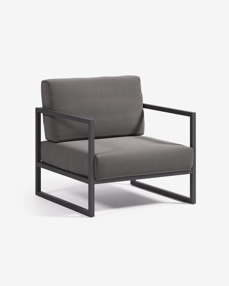 Butaca 100% exterior Comova gris oscuro y de aluminio negro