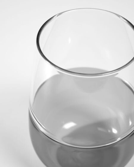 Vaso grande Inelia de vidrio transparente y gris