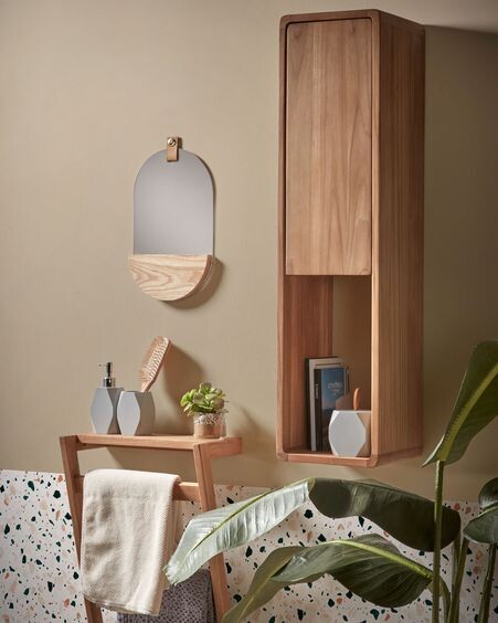 Toallero de pared Kuveni de madera maciza de teca 40 x 63 cm