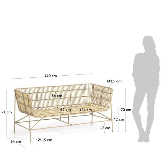 Sofá Aiala 2 plazas ratán 140 cm