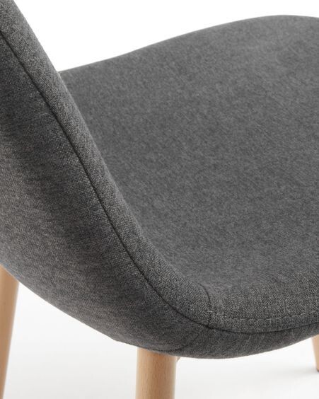 Silla Yaren gris oscuro y patas de acero efecto madera