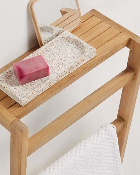 Toallero de pared Kuveni de madera maciza de teca 40 x 63 cm