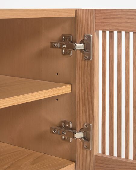 Banco Beyla con 2 puertas de madera maciza y chapa de roble 98,5 cm FSC 100%