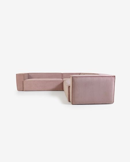 Sofá rinconero Blok 4 plazas pana rosa 290 x 290 cm