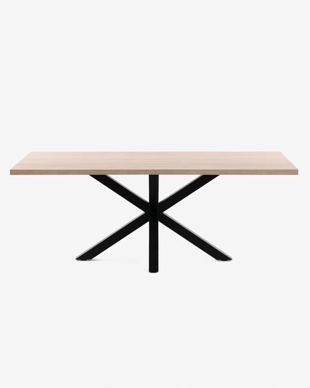 Mesa Argo 160 x 100 cm melamina acabado natural patas de acero acabado negro