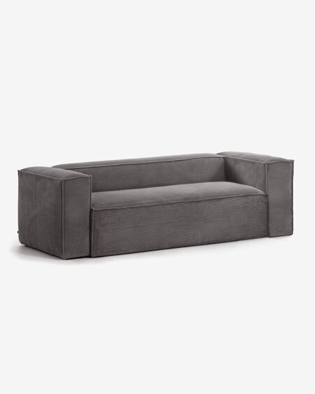 Sofá Blok 2 plazas pana gruesa gris 210 cm