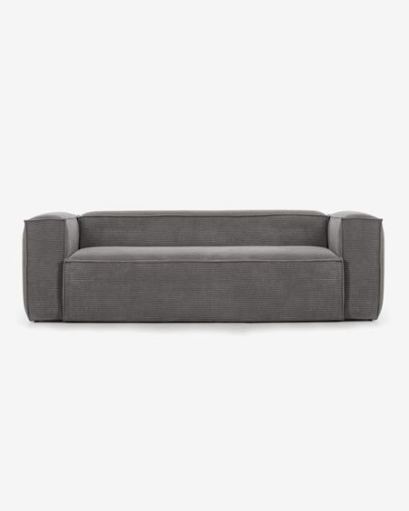 Sofá Blok 2 plazas pana gruesa gris 210 cm