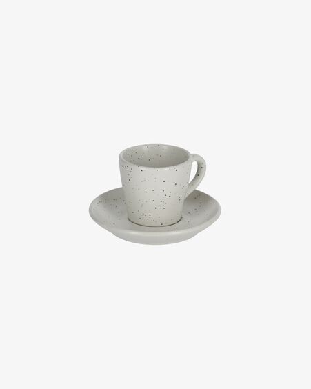 Taza de café con plato Aratani de cerámica gris claro