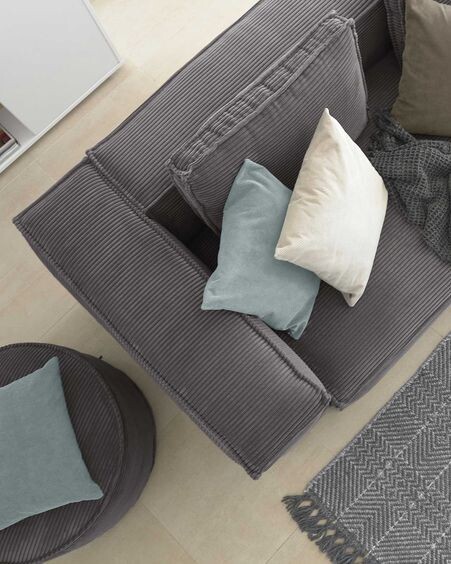 Sofá Blok 2 plazas pana gruesa gris 210 cm