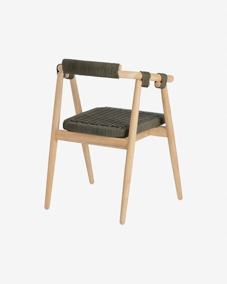 Silla Majela de madera maciza de eucalipto acabado efecto roble y cuerda verde FSC 100%
